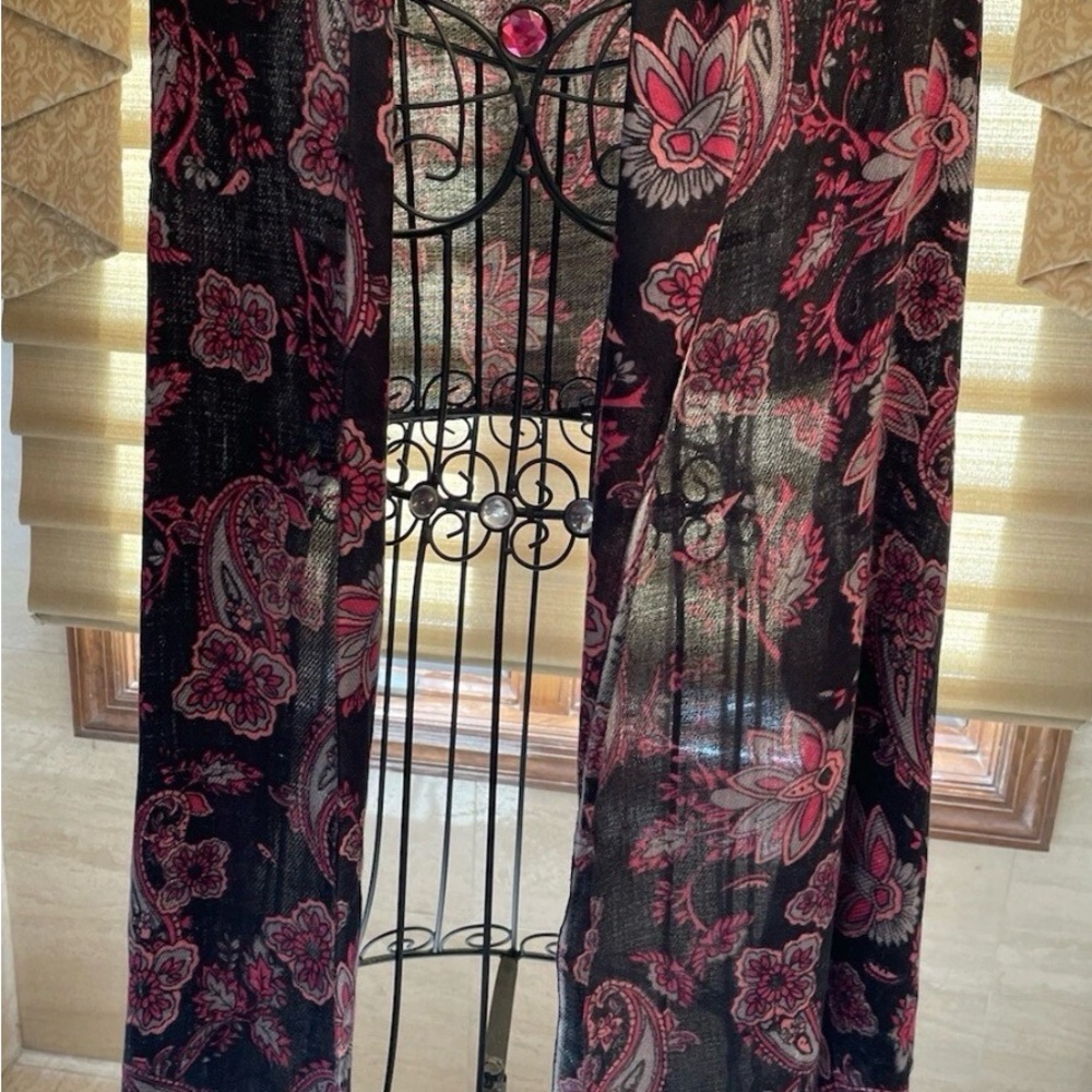 Ashley Cooper Black/Pink Paisley Print Fringed Edge Pashmina Scarf - 76β X 20β